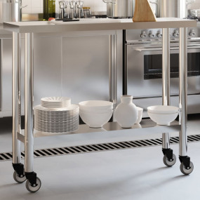 Kitchen Work Table with Wheels 43.3"x11.8"x33.5" Stainl...
