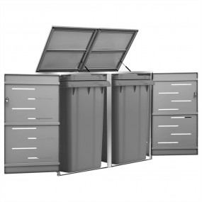 Double Wheelie Bin Shed 54.3"x30.5"x44.3" Stainless Ste...
