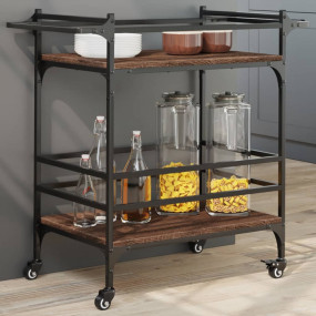 Kitchen Trolley Brown Oak 32.3"x15.7"x30.9" Engineered ...