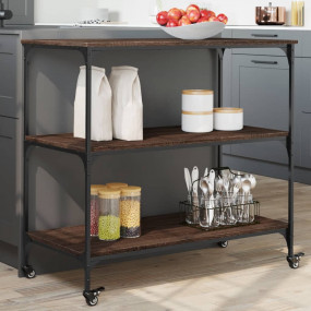 Kitchen Trolley Brown Oak 40.2"x19.7"x37.4" Engineered ...