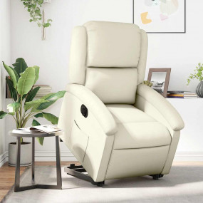 Electric Stand up Recliner Chair Cream Faux Leather
