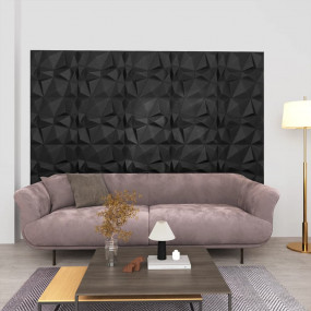 3D Wall Panels 12 pcs 19.7"x19.7" Diamond Black 32.3 ft