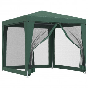 Party Tent with 4 Mesh Sidewalls Green 8.2'x8.2' HDPE