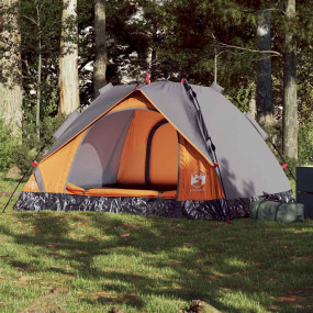 Camping Tent Dome 3-Person Gray and Orange Quick Releas...