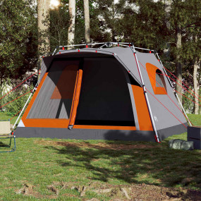 Family Tent Cabin 7-Person Gray and Orange Quick Releas...