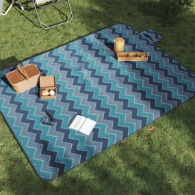 Picnic Blanket Foldable Blue Wave 78.7"x59.1" Velvet