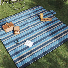 Picnic Blanket Foldable Blue and White Stripe 78.7"x78....