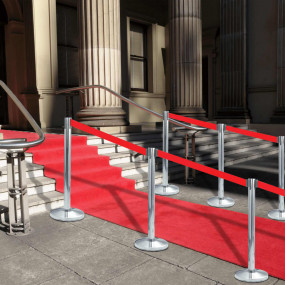 Stanchions with Belts 4 pcs Airport Barrier Stainless S...
