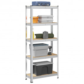 5-Layer Storage Shelf Silver Steel&Engineered Wood