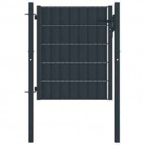 Fence Gate PVC and Steel 39.4x31.9" Anthracite
