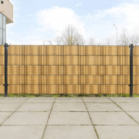 Balcony Screens 10 pcs Light Brown 100.4x7.5" Poly Ratt...