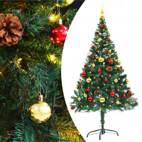 Artificial Pre-lit Christmas Tree with Baubles Green 5 ...
