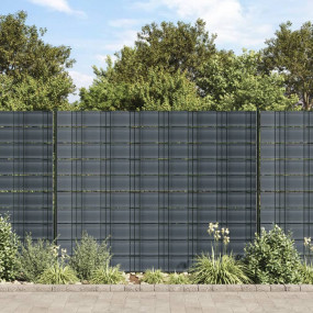 Patio Privacy Screens 10 pcs Black 99.4x7.5" PVC