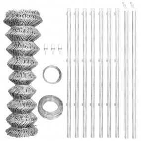 Chain Link Fence with Posts Galvanized Steel 49.2x3.3' ...