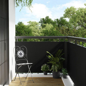 Balcony Screen Black 157.5x35.4" Poly Rattan