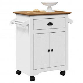 Kitchen Trolley "BODO" White and Brown 28.3x17.7x31.5"