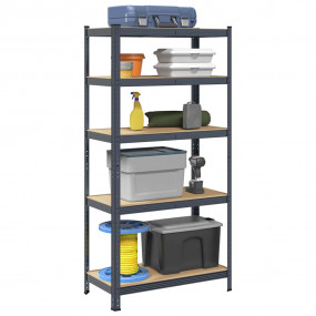 5-Layer Heavy-duty Shelf Anthracite Steel&Engineered Wo...