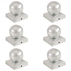 Post Caps 6 pcs Globe Final Galvanized Metal 3.58x3.58"