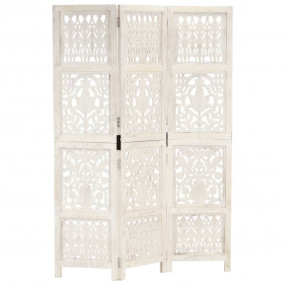 Hand carved 3-Panel Room Divider White 47.2"x65" Solid ...