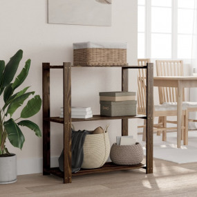 3-Tier Storage Rack Black 31.5x15.0x35.4" Solid Wood Pi...