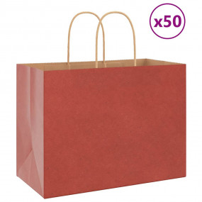 Paper Bags 50 pcs with Handles Red 12.6x6.7x9.8"