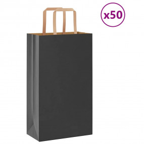 Paper Bags 50 pcs with Handles Black 8.3x4.3x14.2"