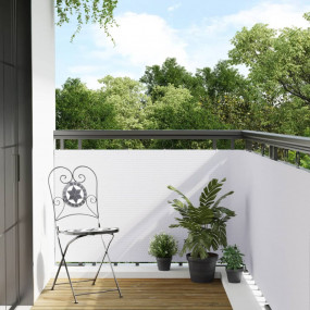 Balcony Screen White 393.7x31.5" Poly Rattan