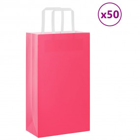 Paper Bags 50 pcs with Handles Pink 8.3x4.3x14.2"