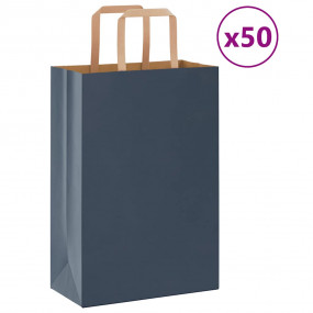 Paper Bags 50 pcs with Handles Blue 8.3x4.3x12.2"
