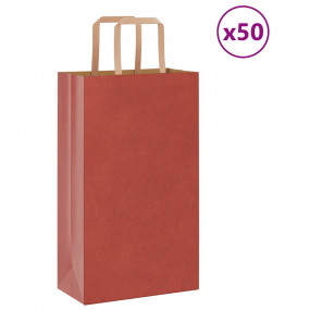 Paper Bags 50 pcs with Handles Red 8.3x4.3x14.2"