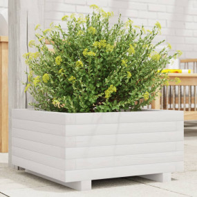 Patio Planter White 19.7x19.7x10.4" Solid Wood Pine