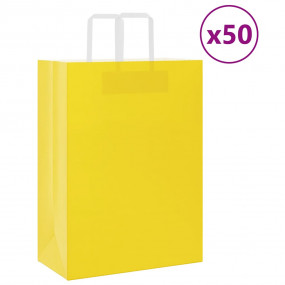 Paper Bags 50 pcs with Handles Yellow 12.6x6.7x17.3"