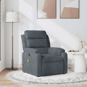 Massage Recliner Chair Dark Gray Velvet