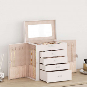 Jewelry Box 5-Layer with Mirror Lockable White