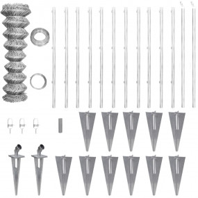 Chain Link Fence with Posts Spike Galvanized Steel 82.0...
