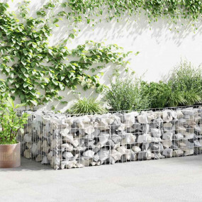 Gabion Wall with Covers Galvanized Steel 236"x19.7"x19....