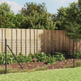 Wire Mesh Fence with Flange Anthracite 2.6x32.8'