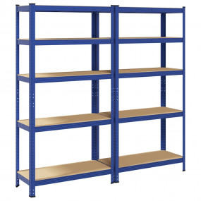 5-Layer Storage Shelves 2 pcs Blue Steel&Engineered Woo...