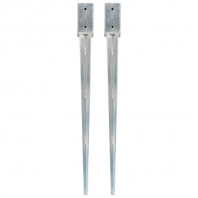 Ground Spikes 2 pcs Silver 2.8x2.8x35.4" Galvanized Ste...