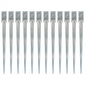 Ground Spikes 12 pcs Silver 2.8x2.8x35.4" Galvanized St...