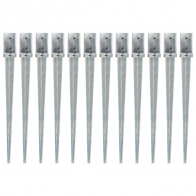 Ground Spikes 12 pcs Silver 3.1x3.1x35.8" Galvanized St...