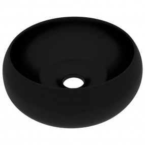 Luxury Wash Basin Round Matt Black 15.7x5.9" Ceramic