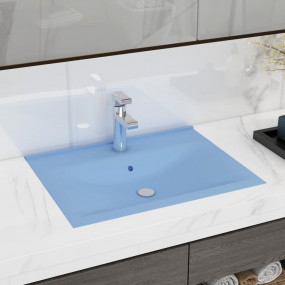 Luxury Basin with Faucet Hole Matt Light Blue 23.6x18.1...