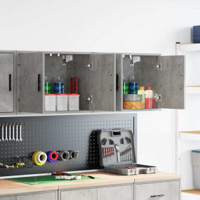 Garage Wall Cabinets 2 pcs Concrete Grey Engineered Woo...