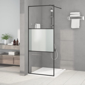 Walk-in Shower Wall Black 31.5x76.8" Half Frosted ESG G...