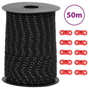 Tent Guy Rope with Reflective Strips and Spanners 164.0...