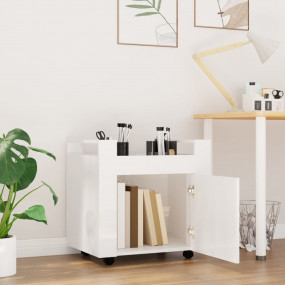 Desk Trolley High Gloss White 23.6x17.7x23.6" Engineere...