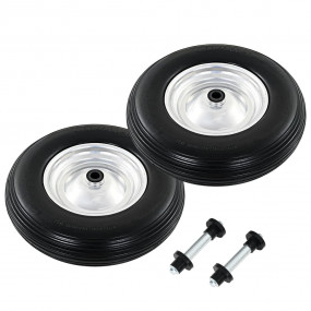 Wheelbarrow Wheels 2 pcs with Axles Solid PU 4.00-8 15....