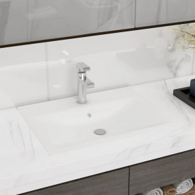 Luxury Basin with Faucet Hole Matt White 23.6x18.1" Cer...