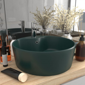 Luxury Wash Basin with Overflow Matt Dark Green 14.2x5....